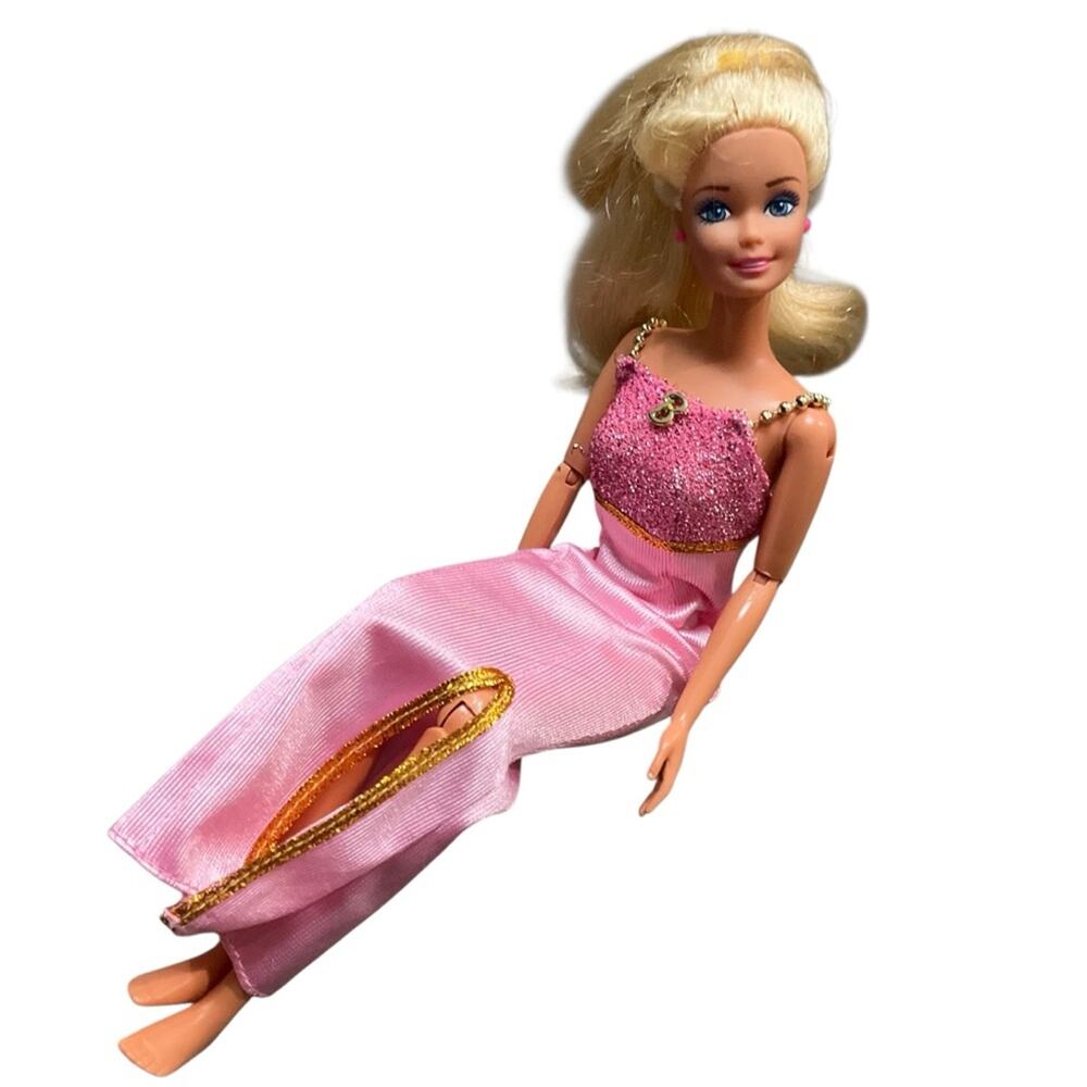 Barbie Vintage Mattel Doll with Pink Glittery Outfit EUC